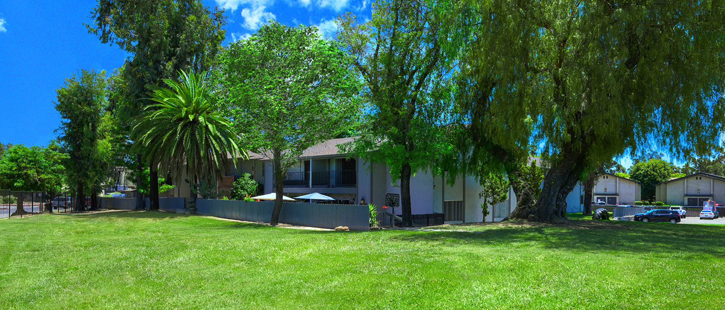 This image shows the courtyard of Summer Hill Apartments